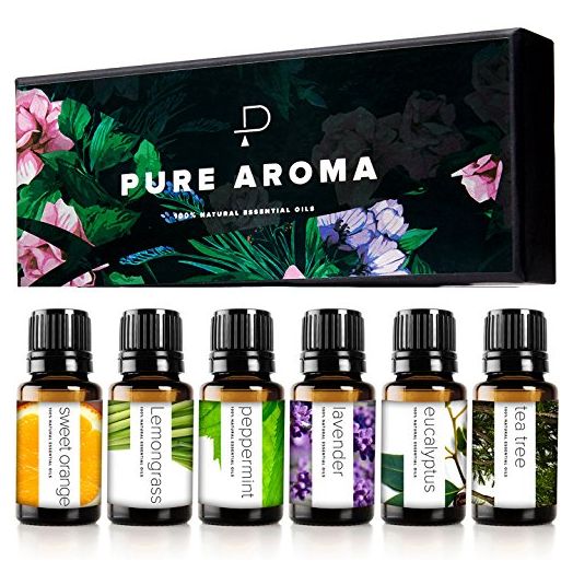Essential Oils by PURE AROMA 100% Pure Oils kit- Top 6 Aromatherapy Oils Gift Set-6 Pack, 10ML(Eucalyptus, Lavender, Lemon Grass, Orange, Peppermint, Tea Tree)