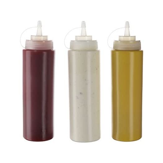 Oaklyn 24 oz Plastic Squeeze Condiment Bottles with Twist On Cap (3 Pack)
