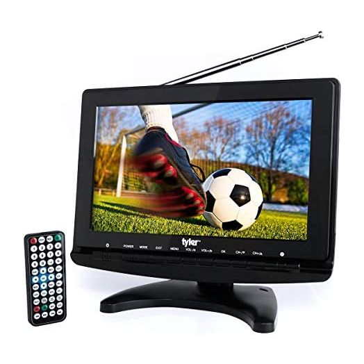Tyler TTV706 10” Portable Widescreen 1080P LCD TV with Detachable Antennas, HDMI, USB, RCA, FM Radio, Built in Digital Tuner, AV Inputs, AC/DC, (3) Antennas, and Remote Control