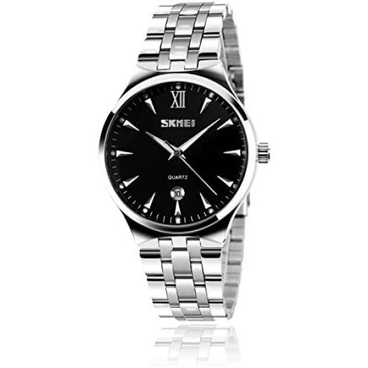 Mens Stainless Steel Analog Watch, Mens Luxury Wrist Dress Waterproof Watches, Quartz Classic Work Business Casual Watch with Roman Numeral