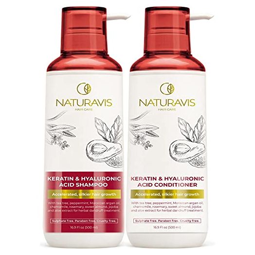 Keratin Shampoo and Conditioner Set with Hyaluronic Acid- Sulfate Free Intense Moisturizing Treatment