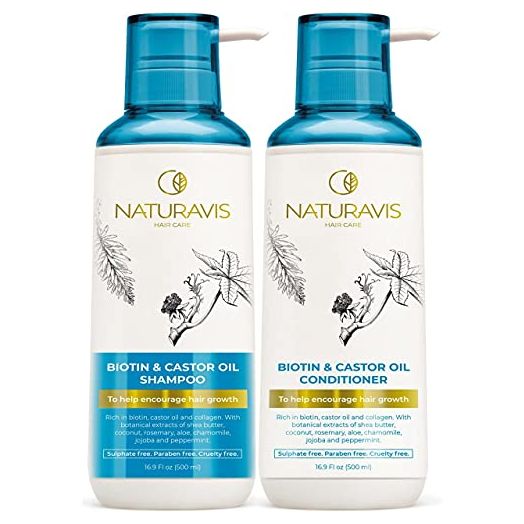 NATURAVIS Biotin Shampoo and Conditioner Set with Castor Oil, Sulfate Free