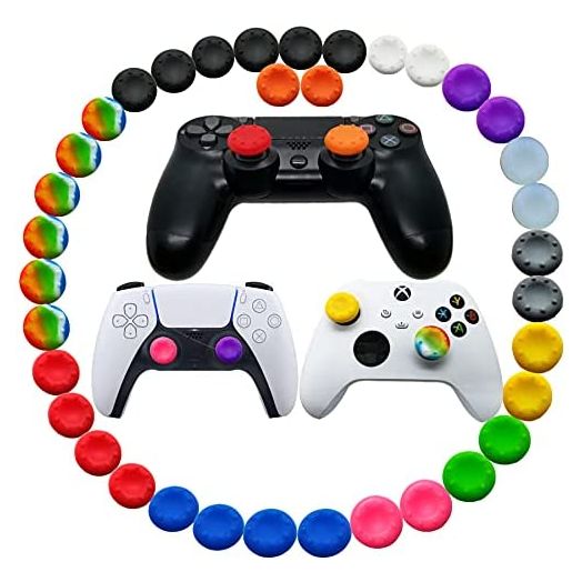 36pcs Joystick Grip for Ps5 Ps4 Controller, Silicone Thumb Grips Caps Cover Analog Stick for Playstation 5, Playstation 4 Controller, Xbox 360, Xbox One Controller (A)