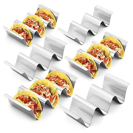 Taco Holder Stand, Set of 6 Stainless Steel Taco Tray, Stylish Taco Shell Holders