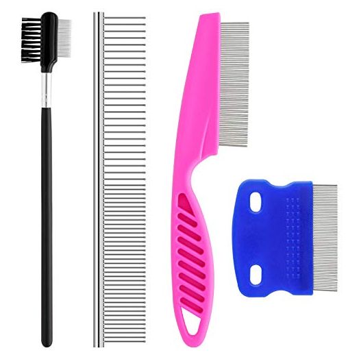 GUBCUB Pets Grooming Comb Kit for Small Dogs Puppies, Tear Stain Remover Comb, 2-in-1 Dog Combs with Round Teeth to Remove Knots Crust Mucus