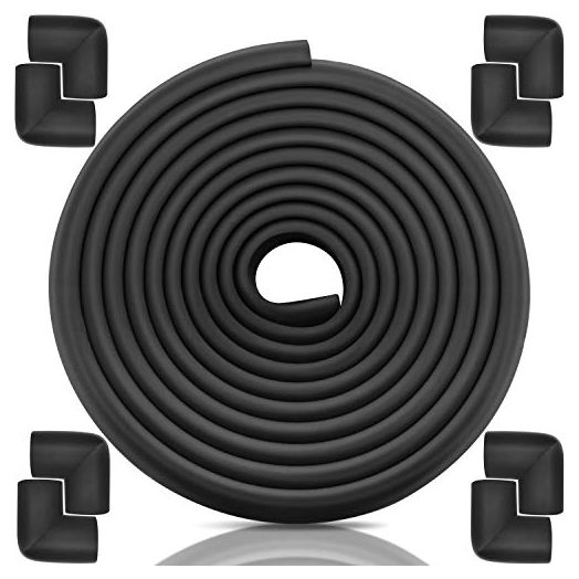 Baby Proofing Edge Corner Protector, 20.5 ft (18.1ft Edge + 8 Corners) Baby Proof Corner Guards ,Thick Table Bumper Guard, 3M Pre-Taped Corners, Soft Rubber Foam Guard Heavy-Duty Black