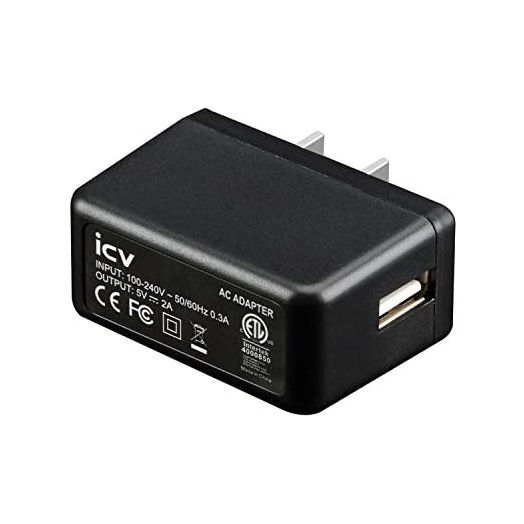 icv USB Wall Charger – 5V 2A AC Power Adapter with US Plug for Phone, Tablet and Other Related USB Powered Devices Small and Lightweight – Designed for Safety