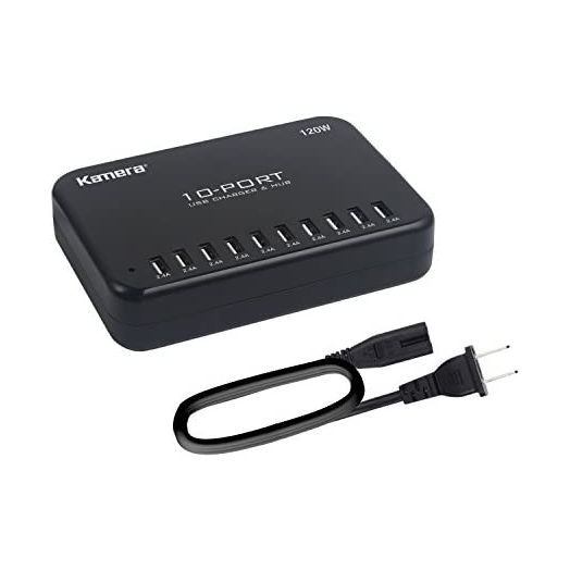 USB Charger 10-Port 120W, Multi-Port USB Charging Hub 24A Desktop Power Station for iPhone X/8/7/6S/6 Plus/5S, Ipad Pro/Air2/ Mini, Galaxy S9/S8/S6 Edge