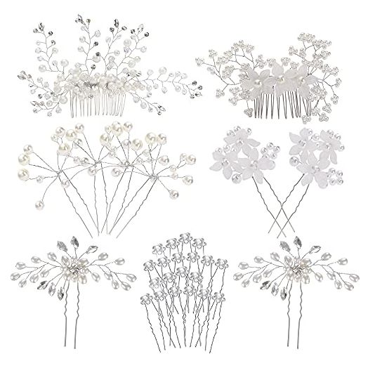inSowni Wedding Bridal Hair Side Combs + U Shaped Hair Pins (30 Pack)