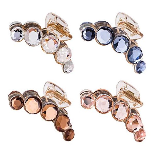 Lawie Octopus Crystal Gems Glitter Hair Claw Clips (4 Pack)