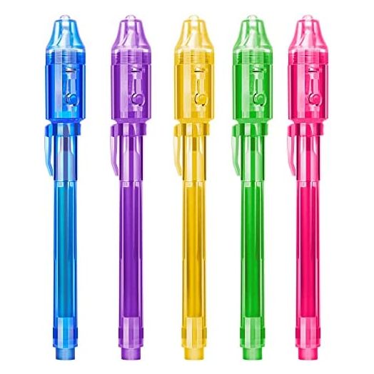 STENDA Invisible Ink Pen 5 PCS, Spy pen, With UV Pen Light, Party Favors for Kids 8-12, Stocking Stuffers for Kids Christmas, provide Thanksgiving, Halloween for Boys Girls Goodie Bag Stuffers