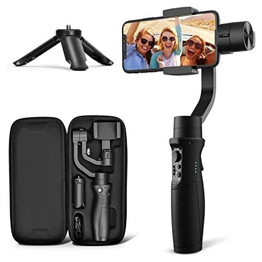 Hohem 3-Axis Gimbal Stabilizer for iPhone 13 12 11 PRO X XR XS Smartphone with 3D Inception Sport Mode Object Face Tracking Motion Time-Lapse Quick Balance Handheld Gimbal for Vlog Youtuber Live Video