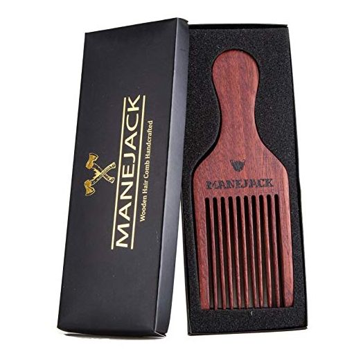 MANEJACK Beard Pick for Men- Wooden Comb Afro Hair Lift Combs