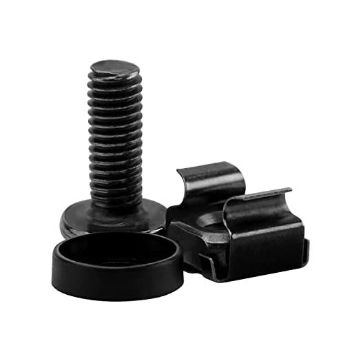 Leadrise 50-Pack M6 x 16mm Computer Rack Mount Cage Screws and Nuts & Washers for Rack Mount Server Cabinet, Rack Mount Screw Cage Nut - Black