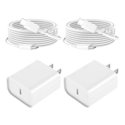 for iphone 15 Charger Fast Charging, 2 Pack 20W PD USB C Wall Charger Block with 6ft USB-C to C Cable for iphone 15Pro/Plus/Pro Max, iPad Pro 12.9/11 inch, iPad Air 5th/mini and more