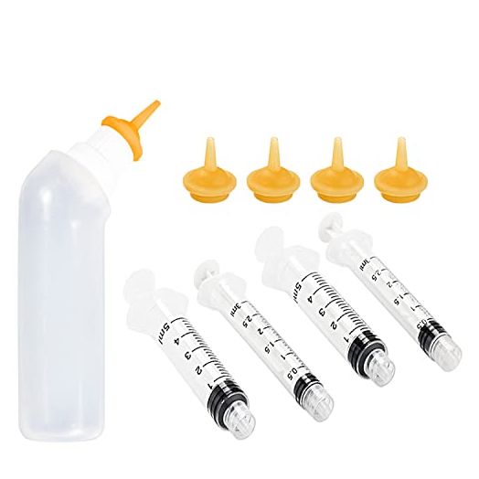 Gufastoe Pet Feeding Silicone Nipple with Bottle and Syringes for Puppy Dog Cat or Other Pets (Model 4)