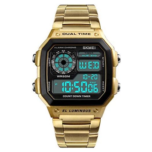 PASOY Men's Digital Multi-Function Watches Dual Time Alarm Stopwatch Countdown Backlight Waterproof Watch