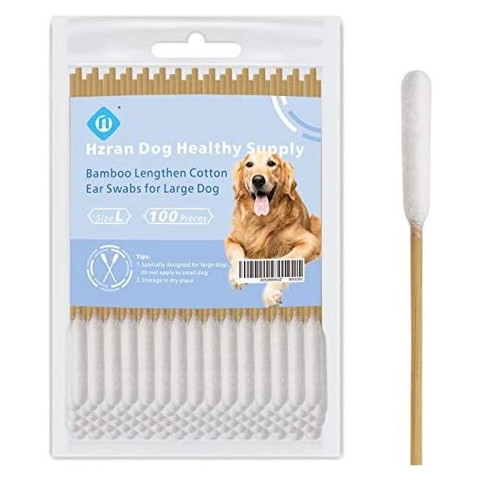 Hzran Cotton Buds for Dogs, 6 Inch Cotton Buds for Large Dog Ears, Lengthen Cotton Swabs for Cleaning Dogs Ears, Apply Medicine, Clean Wound, Bamboo Cotton Buds for Large Dog(100 Pieces)