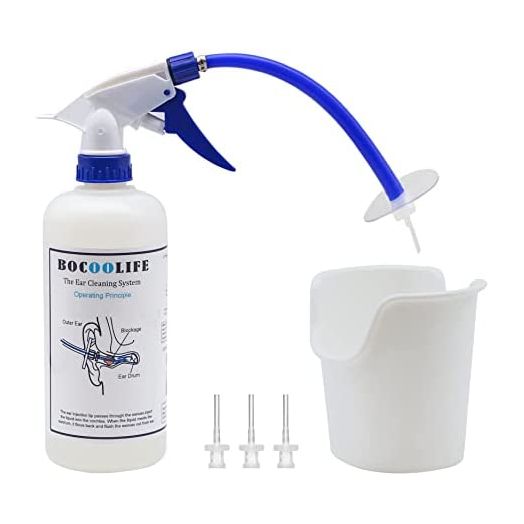 BOCOOLIFE Ear Wax Removal Tool, Ear Cleaning Kit, Ear Washer Irrigation Flushing Kit, Ear Basin & 3 Ear Tips, Easy to Operate, Safe and Effective to Clean Ear Built Up Wax of All Ages