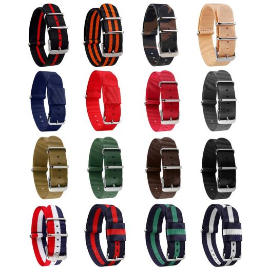 szzijia Ballistic Nylon Tighter Weaving Watch Strap Replacement Watch Bands Width 18 20 22 24mm Male and Female Multicolor (22mm, red)