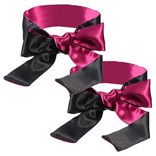 Hestya 2 Pack Sleeping Mask Satin Eye Mask Blindfold, 150 cm (Black Red)