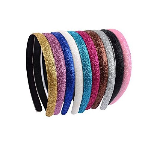 Blulu Glitter Plastic Headbands with Teeth, 10 Colors, 10 Pieces, Multicoloured, 13 x 13 x 1.3 cm