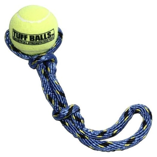 Petsport Fling Thing 12" Rope Tennis Ball Dog Toy with 2.5" Pet Safe Felt & Rubber Tuff Ball | Play Fetch, Launch, Chuck or Toss at Dog Park (Assorted Colors)