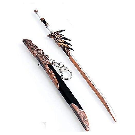 Monster Hunter World Iceborne Metal Monster Rathalos Sword Weapon Model Action Figure Arts Toys Collection Gift Party Supplies Present Kids (Bronze)