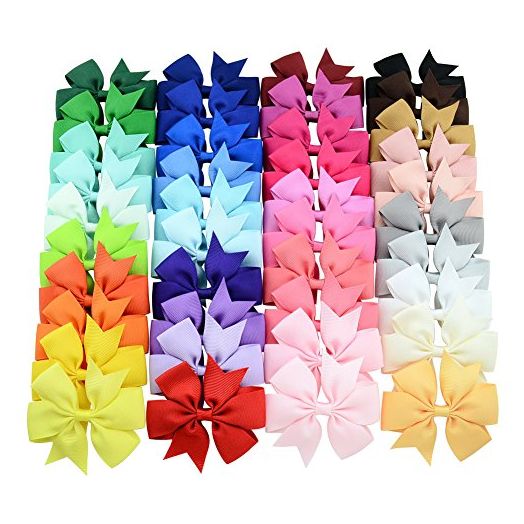 40PCS 3 Inch Hair Bows for Girls Grosgrain Ribbon Toddler Hair Accessories with Alligator Clip Bow for Toddler Girls Baby Kids Teens