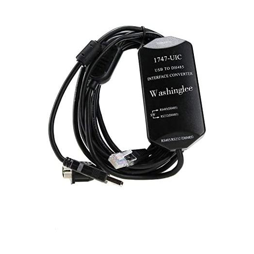 Washinglee 1747-UIC Programming Cable for AB PLC SLC5/01/02/03/05 and Micrologix 1000 Series, USB to DH485/RS485/RS232, for Allen Bradley 1747-UIC Repalcement
