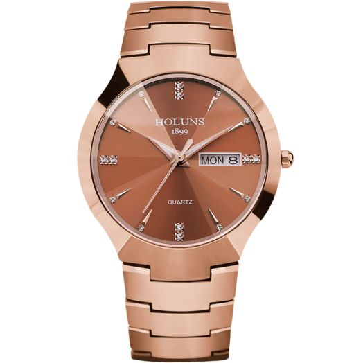 Mens Tungsten Watch Luxury Tungsten Carbide Dress Analog Quartz Wrist Watch Luminous Waterproof