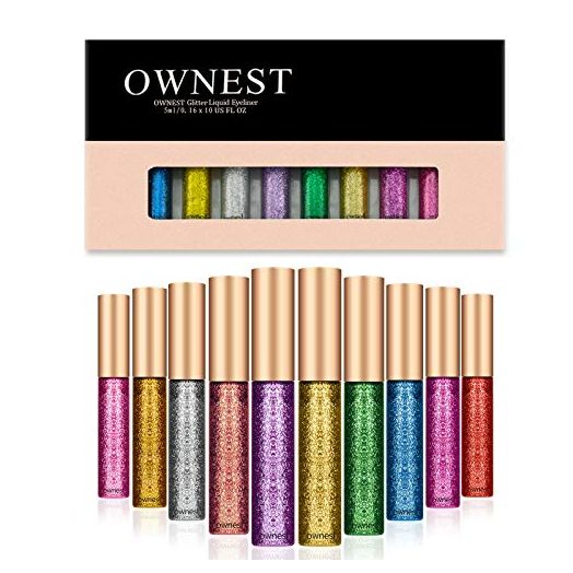 Ownest Liquid Glitter Eyeliner, Metallic Shimmer Eyeshadow, 10 Colors (10pcs)