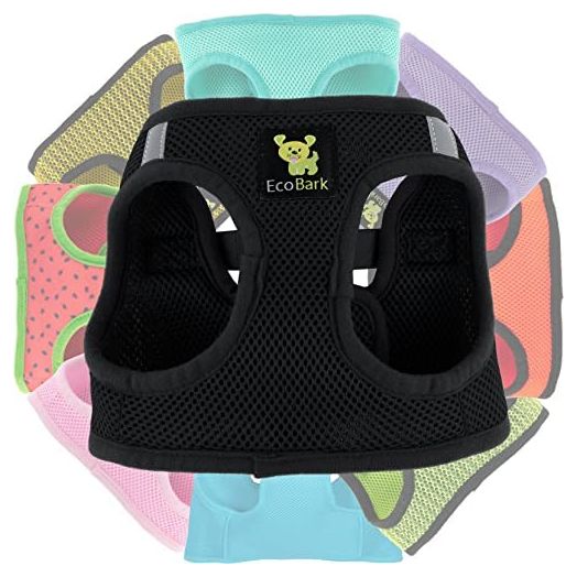 EcoBark Step-in Dog Harness for Small and Medium Dogs, Soft Dog Harnesses for Puppies and Senior Dogs, Reflective Dog Vest, Mesh Harness, Padded Comfort Halter, No Pull No Choke Harness (XXS, Black)