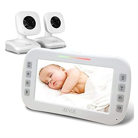 Video Baby Monitor, Comfortable Slim Design Handheld Enclosure, 4.3" Screen Monitor & 2 Camera, Range up to 1000ft, 12 Hour Battery Life, 2-Way Talk, Night Vision, Temperature Monitor, No WiFi.