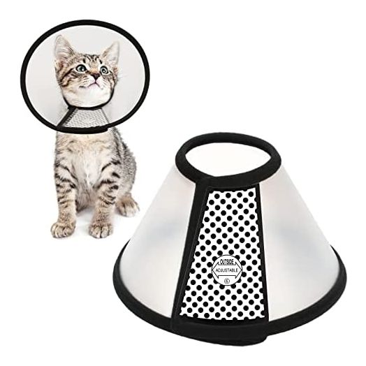 Depets Adjustable Recovery Pet Cone E-Collar for Cats Puppy Rabbit, Plastic Elizabeth Protective Collar Wound Healing Practical Neck Cover, Small & Medium