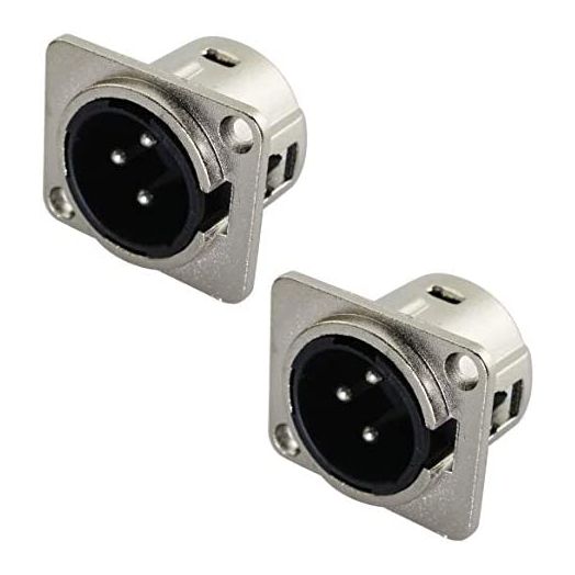 Tegg XLR 3-Pin Male Jack 2PCS 3 Pin Metal Panel Mount Chassis Microphone Mic Socket Audio D Connector