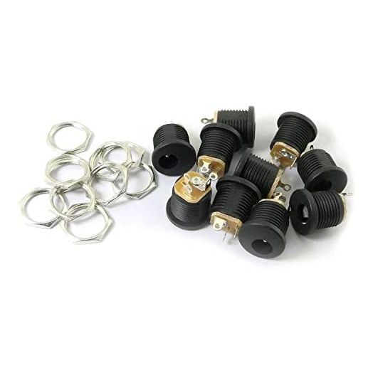 RuiLing 10-Pack 5.5X 2.1mm DC Power Female Jack Panel Mount Connector with Hex Nut 3 Pin DC Electrical Plug Socket Connector