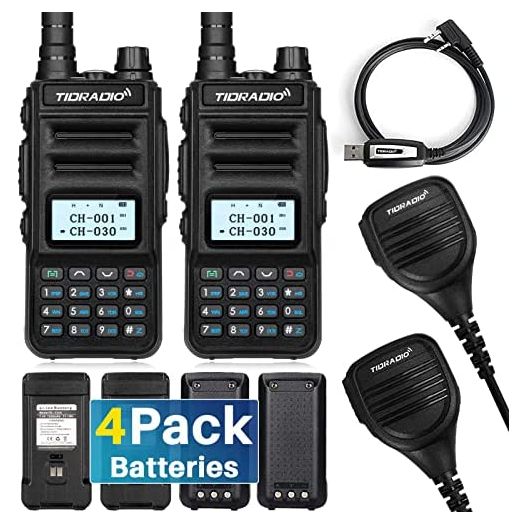 TIDRADIO TD-H5 GMRS Radio with 4pcs 1500mah Batteries, 5Watt GMRS Handheld Radio for Adults, GMRS Repeater Capable, Two Way Radio with NOAA Weather Receiver & Scan (2 Pack)