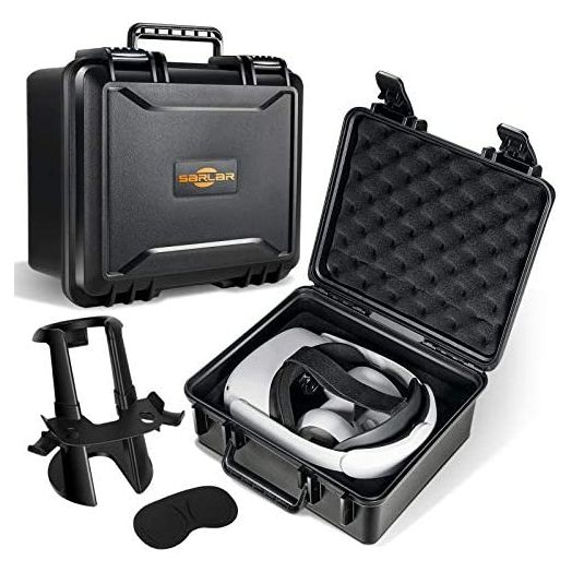 SARLAR Hard Carrying Case for Oculus Quest 2 Official Elite Strap Safe and Portable Protection, Travel Case Storage VR Gaming Headset and Touch Controller Accessories, Included VR Stand and Lens Cover