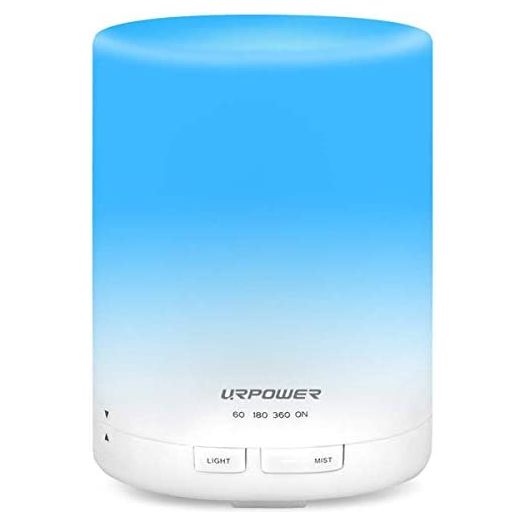 URPOWER 2nd Generation 300ml Aroma Essential Oil Diffuser Ultrasonic Air Humidifier with AUTO Shut Off and 6-7 Hours Continuous Diffusing - 7 Color Changing Lights and 4 Timer Settings