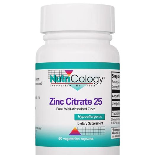 NutriCology Zinc Citrate 25 mg - 60 Vegetarian Capsules
