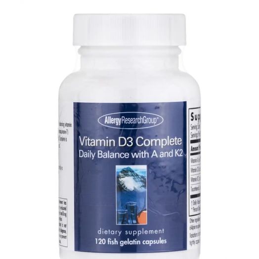 Allergy Research Group Vitamin D3 Complete with A and K2 - 120 Fish Gelatin Capsules