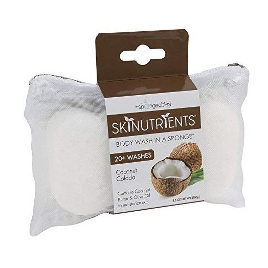 Spongeables Skinutrients Moisturizing Body Wash in a Sponge, Colada, Coconut, 3 Count