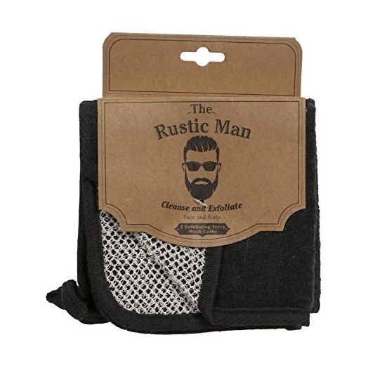 Evriholder The Rustic Man Wash Cloths, Exfoliating Bath Product, Black, Pack of 3