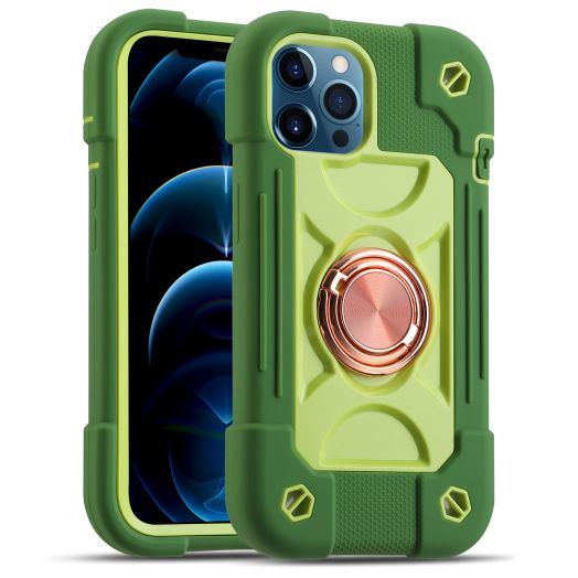 MARKILL Compatible with iPhone 12 Pro Max Case 6.7 Inch with Ring Stand, Military Grade Drop Protection Full Body Rugged Heavy Duty Case 3 in 1 Protective Cover for iPhone 12 Pro Max. (Avocado)
