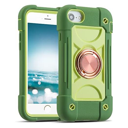 MARKILL Compatible with iPhone Se3/iPhone Se2, iPhone 6/6S Case,iPhone7/iPhone8 Case 4.7 Inch with Ring Stand, Heavy-Duty Military Grade Shockproof Phone Cover. (Avocado)