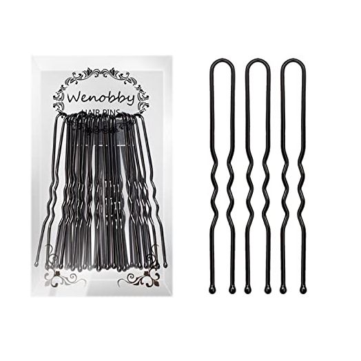 Wenobby 40 PCS Large Heavy Duty Crinkled Hair Pins, Bobby Pins, For Buns Updo Thick Hair, 2.8 Inch With 2 Storage Boxes