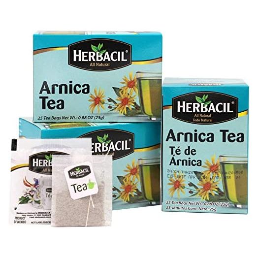 Herbacil Arnica Tea, Caffeine-Free, 3-Pack, 0.88 Oz, 25 Tea Bags, Boxes (75 Tea Bags)