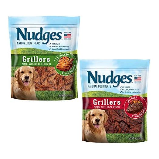 Nudges Chicken Bacon Sizzlers Dog Treats (2 Flavor GRILLERS Bundle (32 oz.))