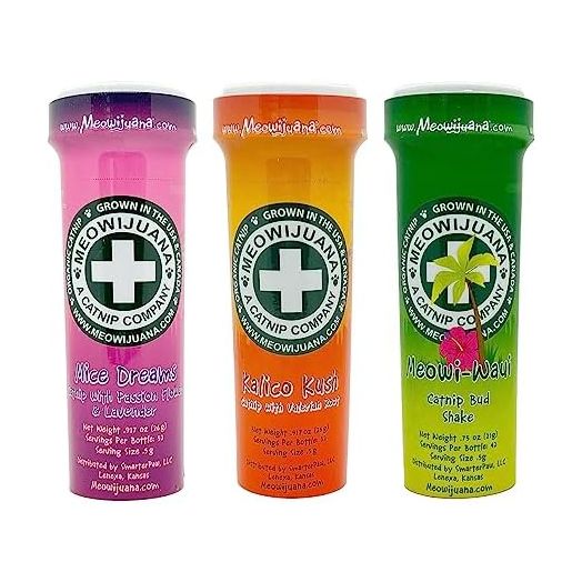 Meowijuana | Catnip Bundles | Organic | High Potency Cat Treats | Perfect for Cat Toys | Grown in The USA | Feline and Cat Lover Approved (Mice Dreams Catnip Bottle Bundle)